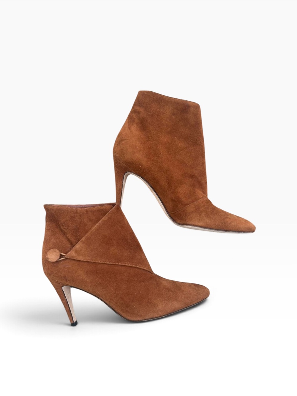 Manolo Blahnik Brown Suede Pointed Toe Ankle Boots Booties 35.5 Italy